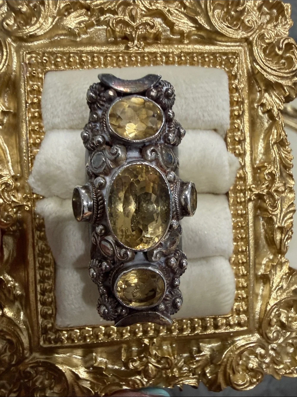 Vintage-Style Yellow Gemstone Statement Ring